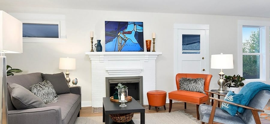 living room with fireplace