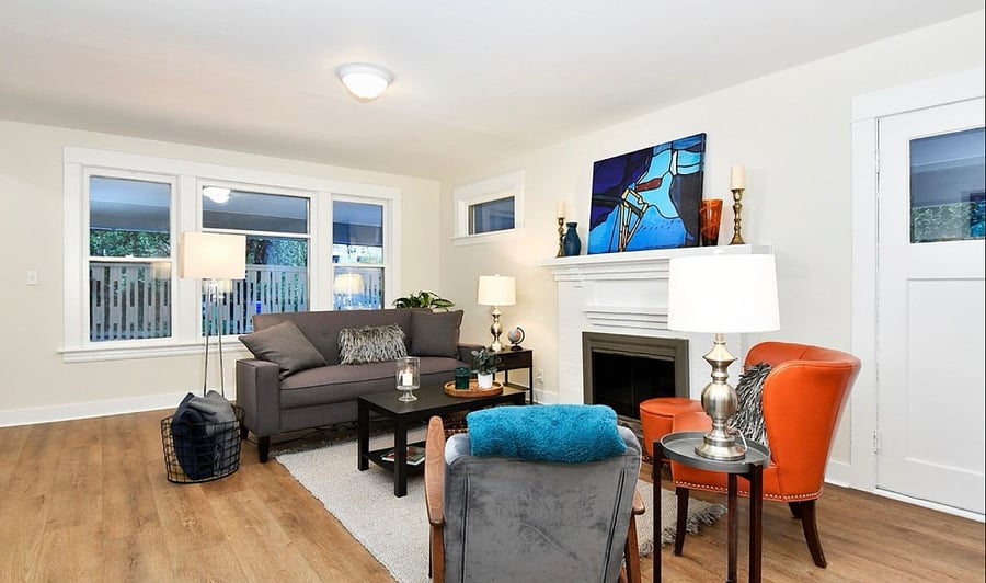 Living room with large windows for natural light