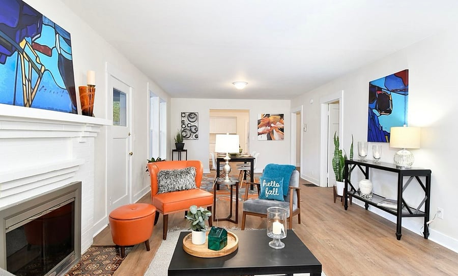 living room with access to dining area
