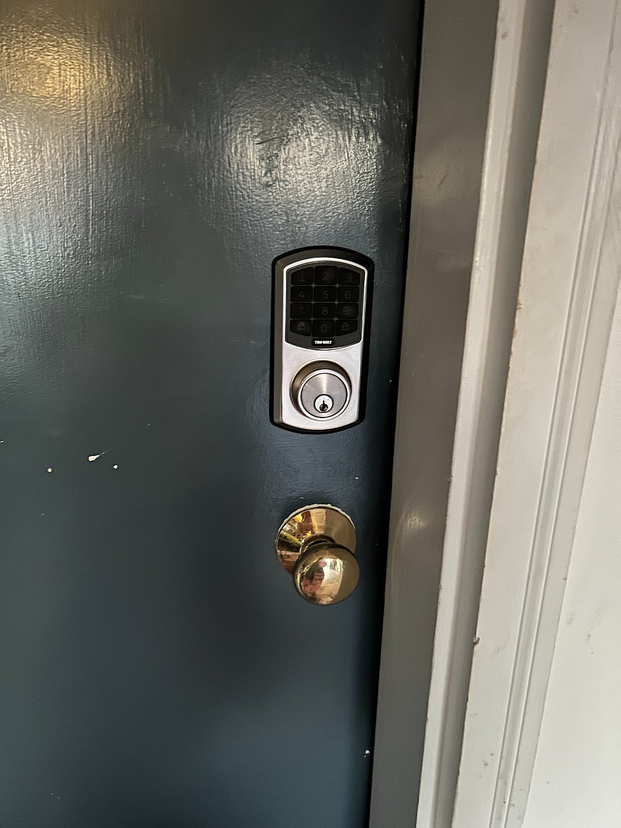Secure keyed deadbolt lock to gain access to house.