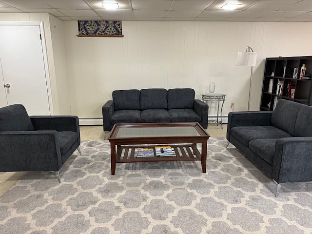 Brand new never used Living room sofa set and other furniture. Very roomy and comfortable.
The width is about 25 ft.x25 ft larger than most liviging rooms in homes.