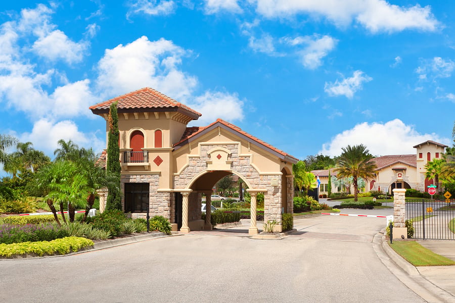 Gated entrance into River Strand community.