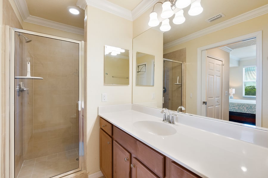 Master bath shower and sink area.