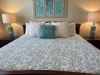 Master bedroom with King size bed.