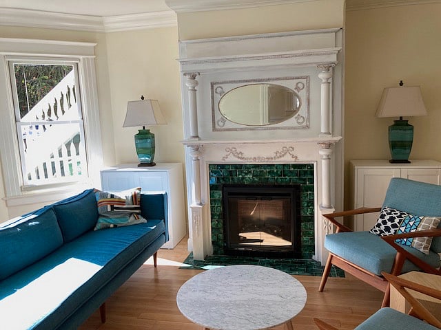 Living room with fireplace