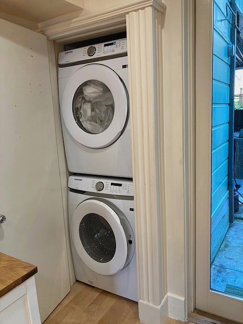 Washer and dryer, in kitchen