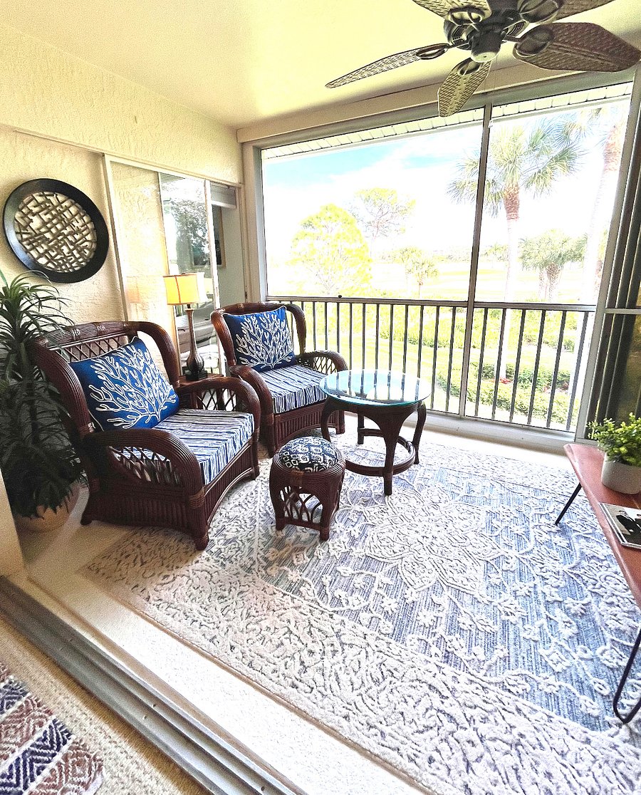One of two screened lanais that can be enclosed and air conditioned for an additional living area even in the hottest weather.