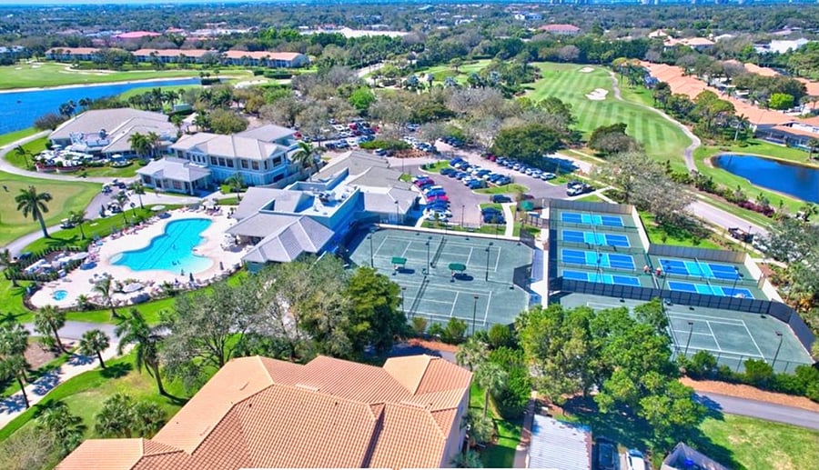 New tennis and pickleball courts near the resort pool (one of 7 pools in the community)