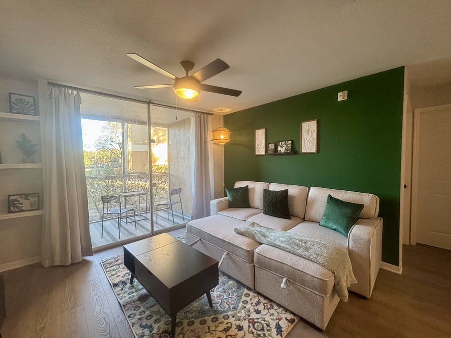 The couch quickly and easily opens into a full size pull out bed.