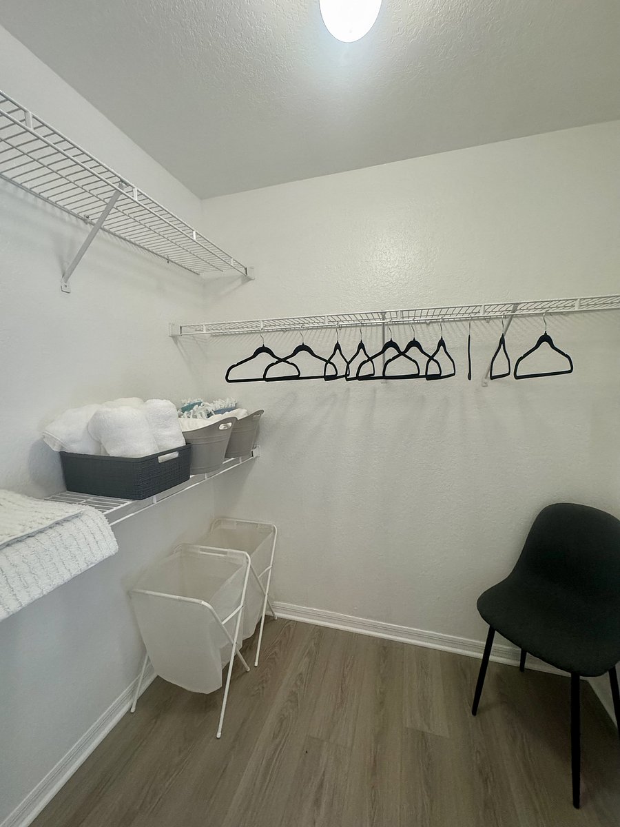 Full walk-in closet. Linens are provided.