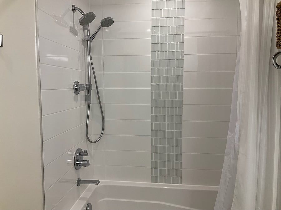 Hand Held shower plus large fixed rain shower