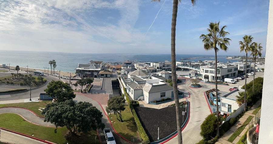 View of Redondo Beach Pier area from back staircase