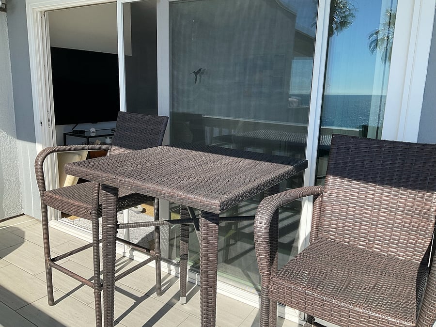 Balcony with gas BBQ.