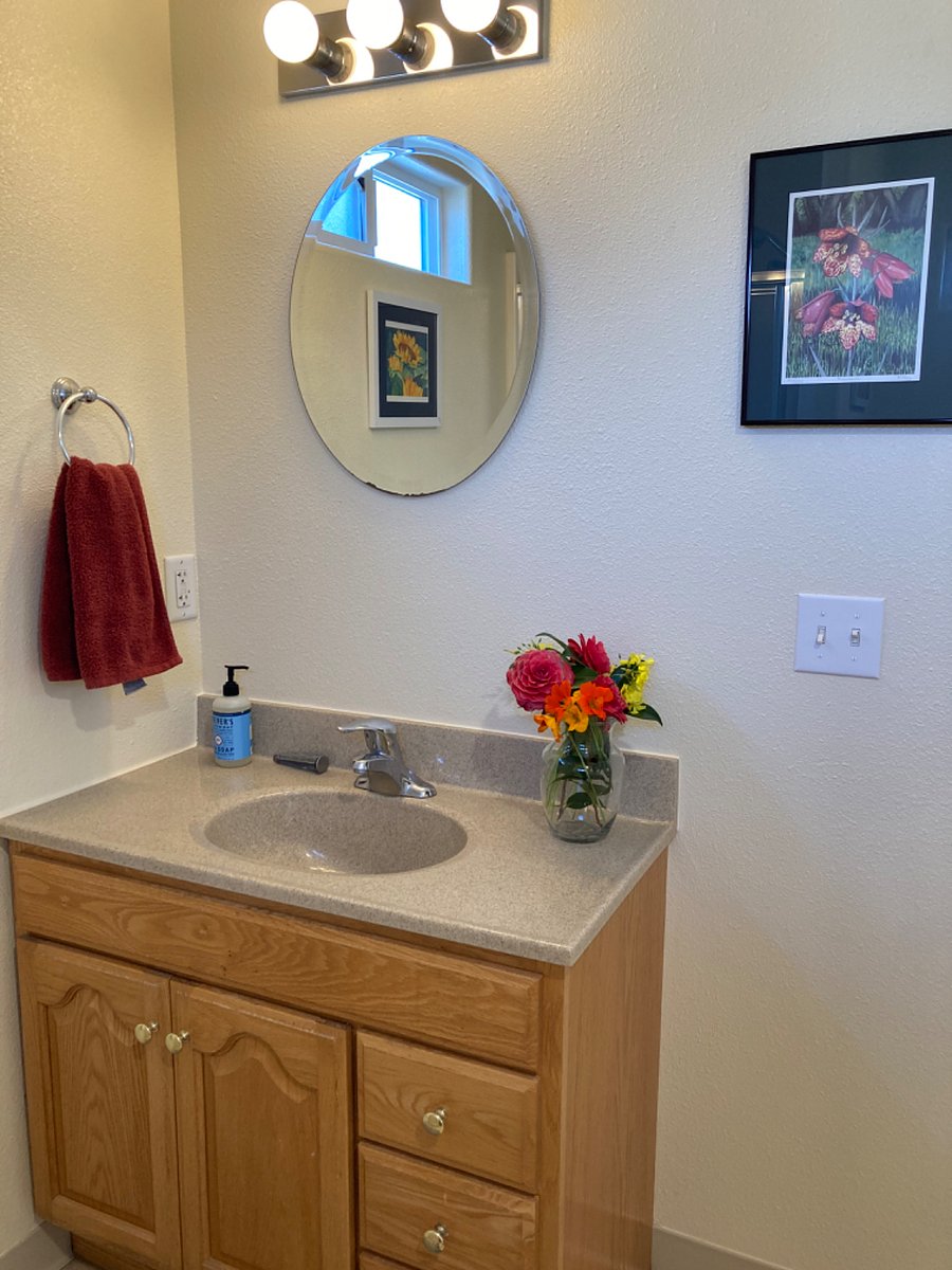 Clean, pleasant bathroom with shower