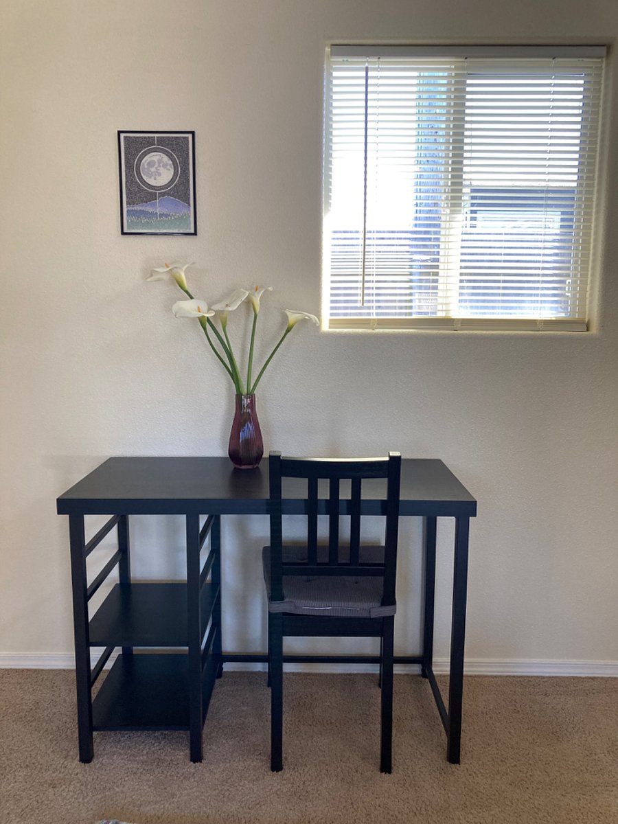 Designated work space by the window. Set up your laptop or tablet and enjoy the 1G wifi