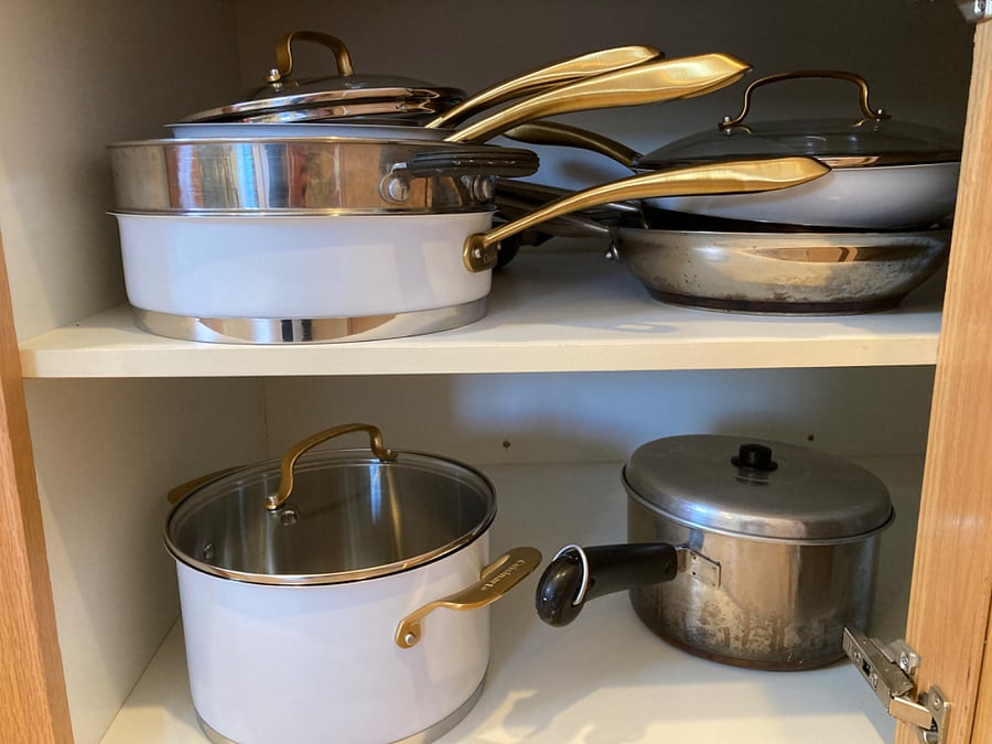 Lots of pots and pans for gourmet or easy meal prep