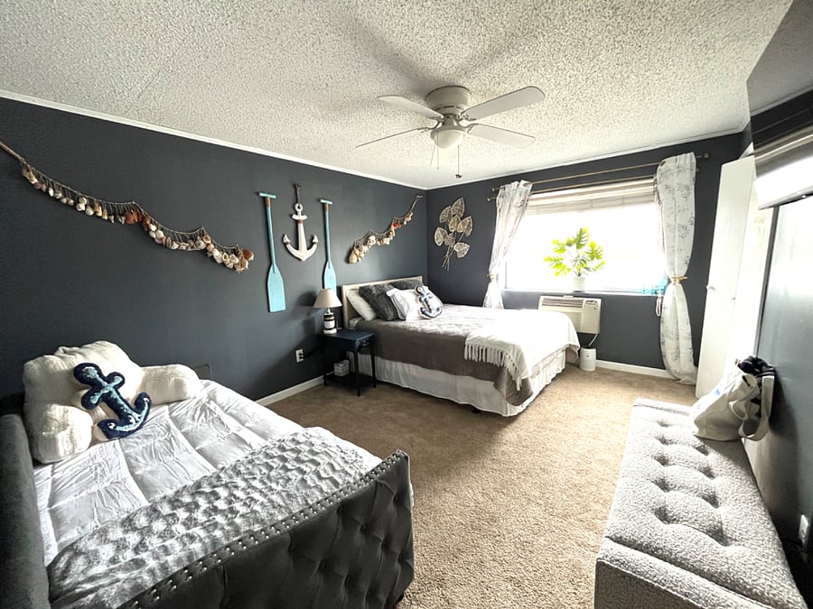 Re-finished BR2, one queen bed and one twin/trundle bed.  Brand new bedding!