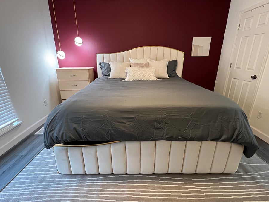 Primary bedroom with king bed