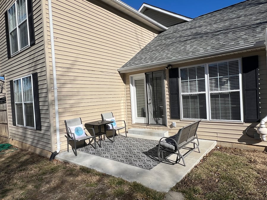 Back patio with privacy fence all around