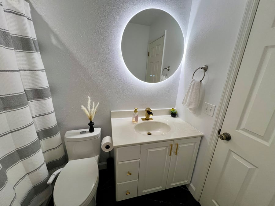 Bathroom attached to primary bedroom