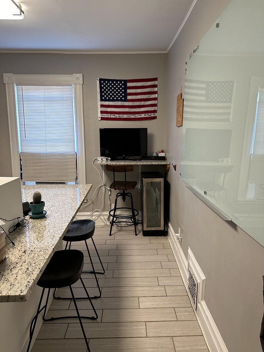 Kitchen work station / smart TV and glass white board