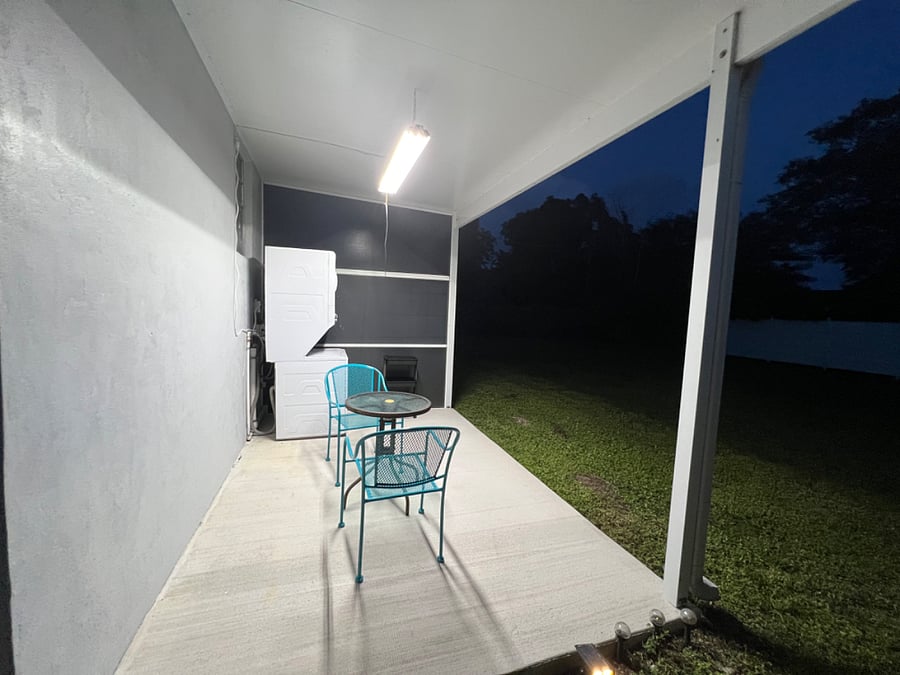 SHARED WASHER & DRYER
UNIT 1 & 2.
Backyard, covered patio of unit #1.