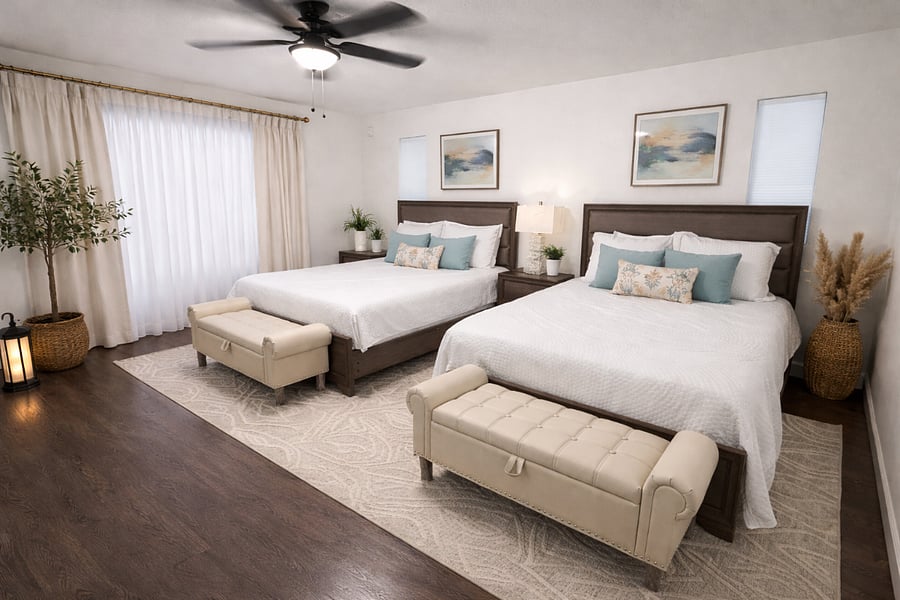 Master room - two queen beds with adjustable bases