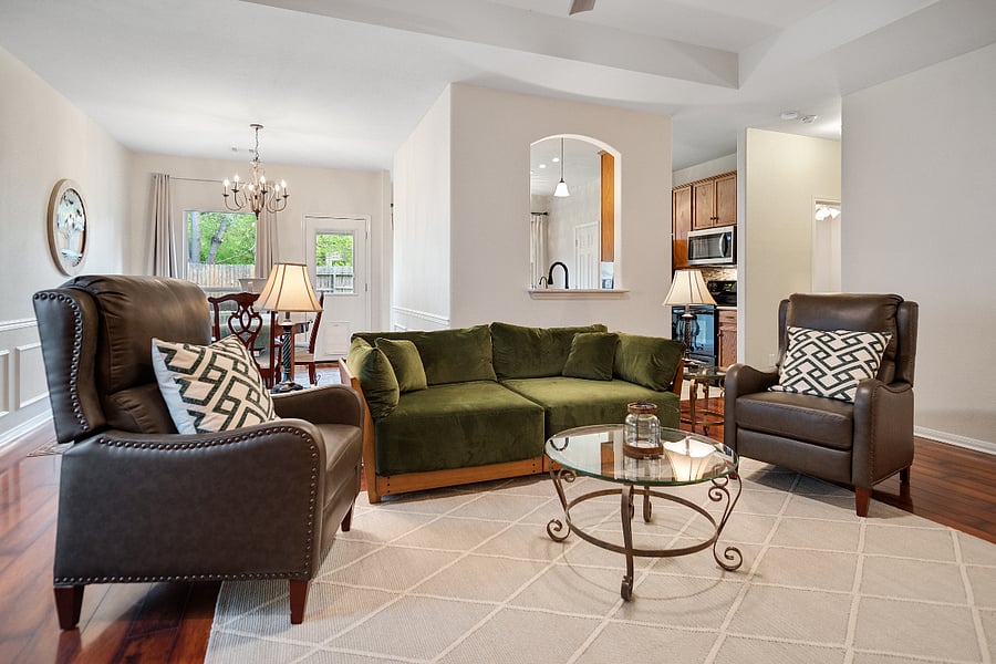 Reclining armchairs and a deep pet-friendly sofa for ultimate relaxation