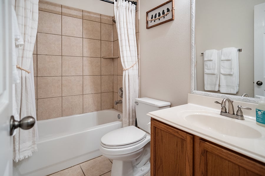 Bathroom accessible to secondary bedrooms and guests