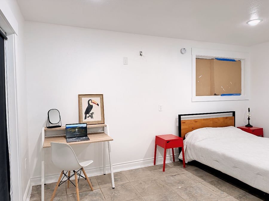 Bedroom can be split as a comfort area and office area.  (Please note: Window will have blackout shades)