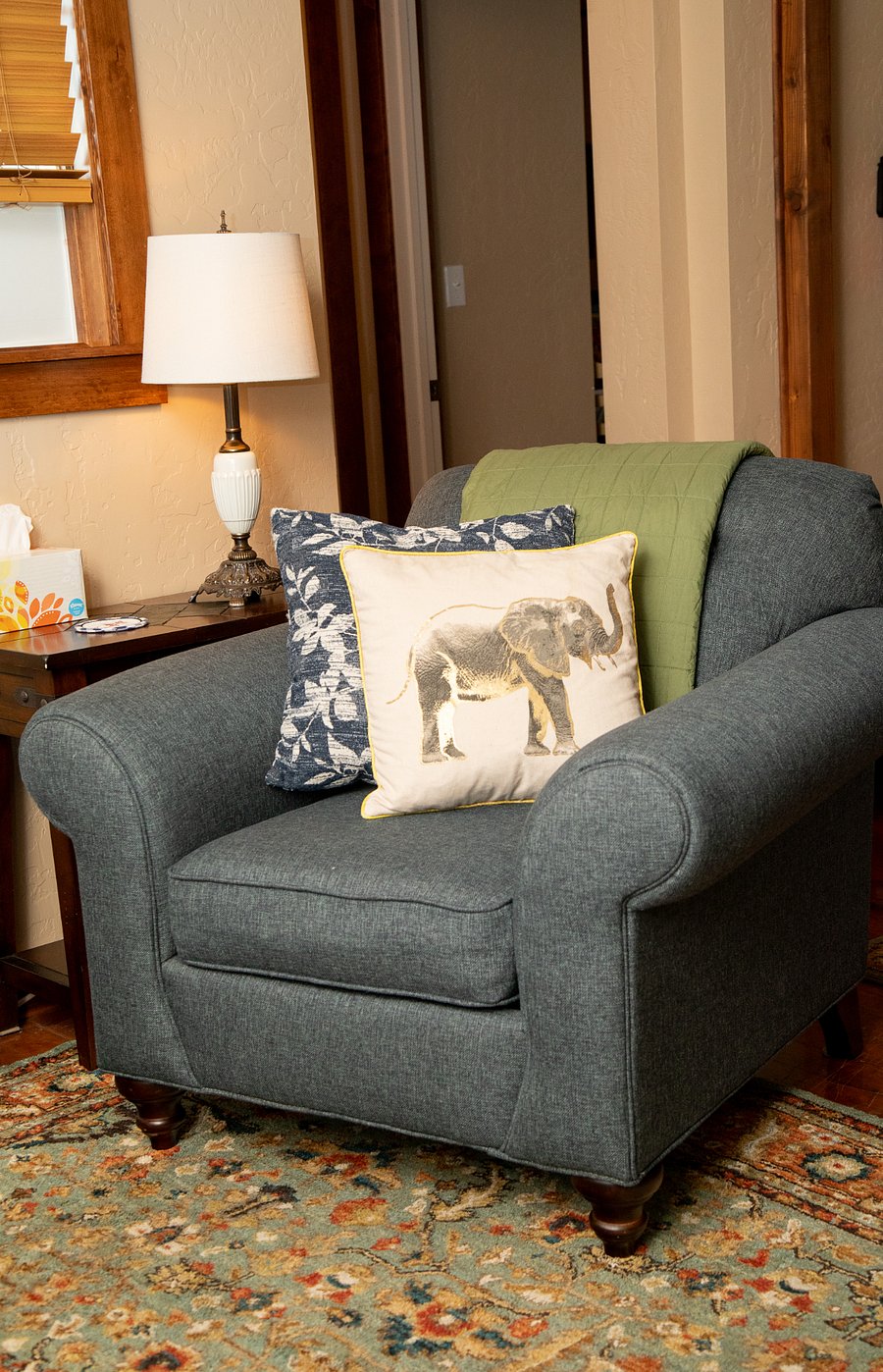 Living Room - comfortable couch, chair and ottoman