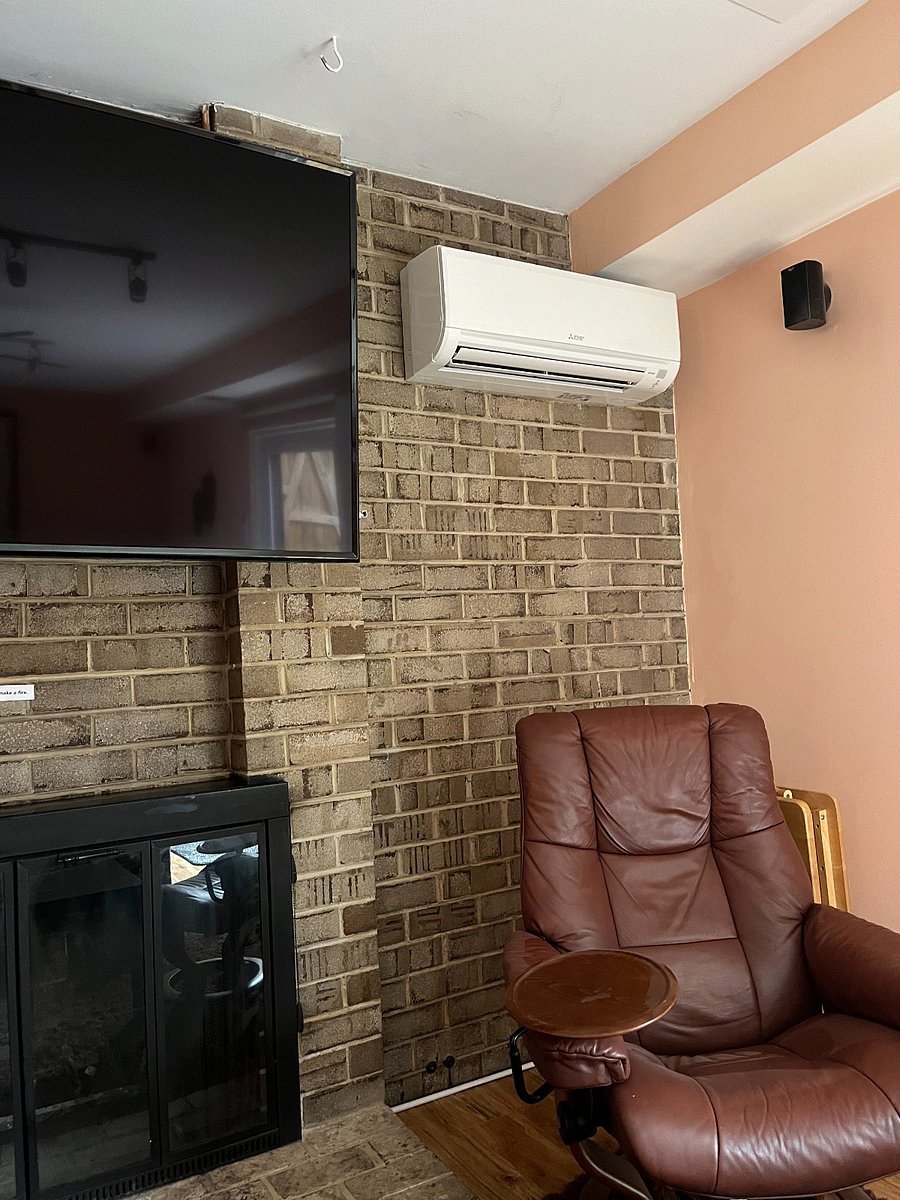 New Multi split heat pump (with A/C) on wall for your temperature comfort. You control the heating and cooling with a remote.