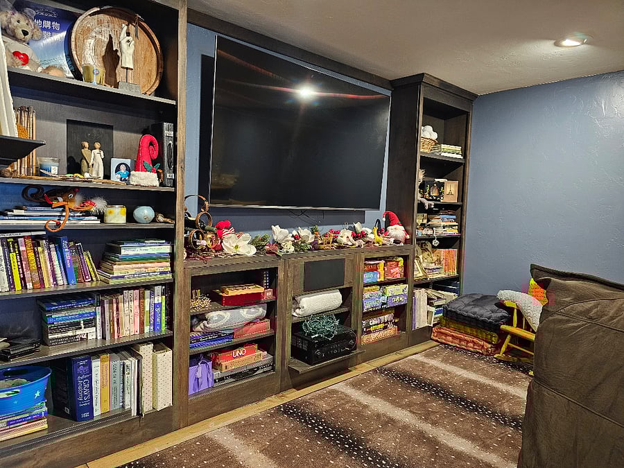 downstairs living area with large screen TV and surround sound to enjoy if you chose to watch on a bigger screen.