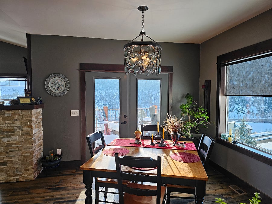 Upstairs dining area is full of light and great views.