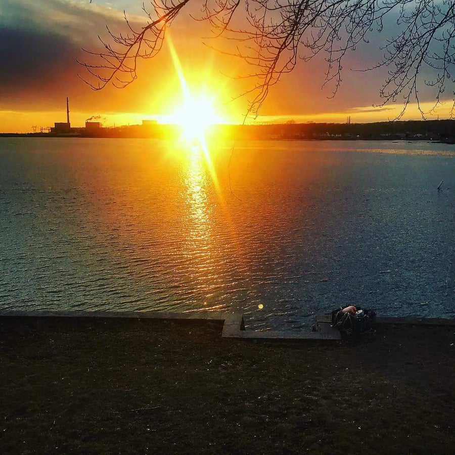 Sunset from the back door of the cottage.