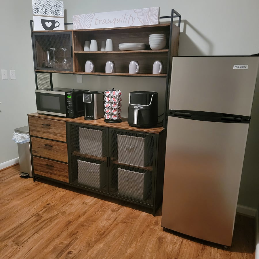 Microwave. Coffeemaker. Air Fryer. Refrigerator. 