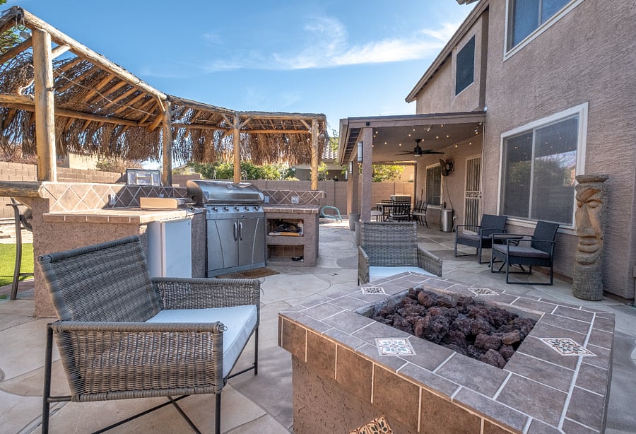 Fire pit and tiki bar