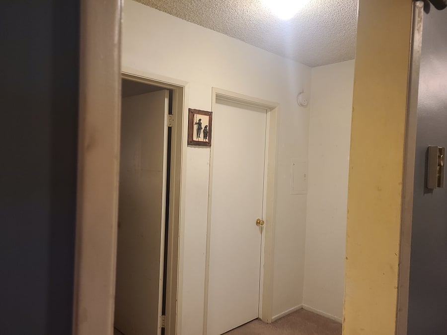 The closed door is the room that is available 