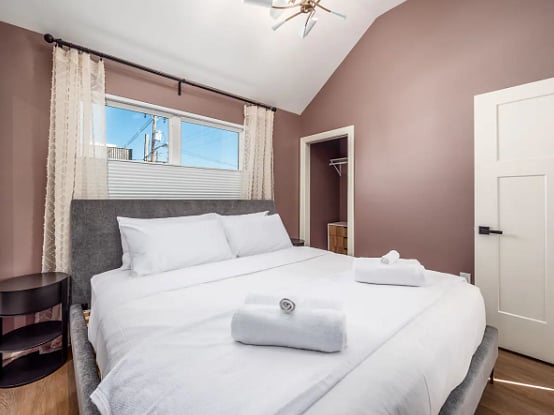 The most comfortable king-sized bed. Close the curtains, turn on the noise machine, and rest!