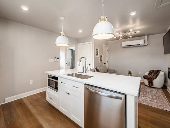 Dishes aren't a problem in this large sink! No worries, we have a dishwasher, too!