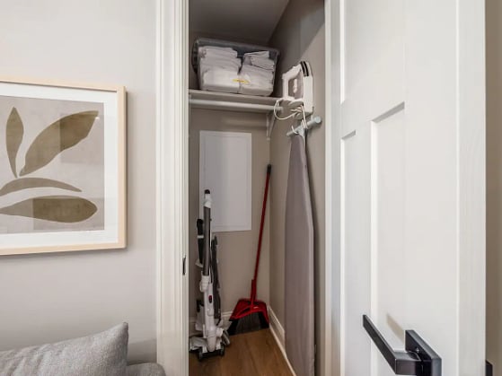 We provide an iron, ironing board, and an in-unit washer and dryer!