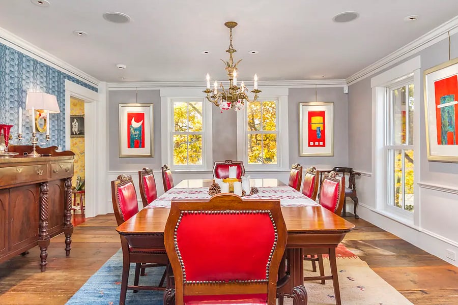 Dining room with Mexican art