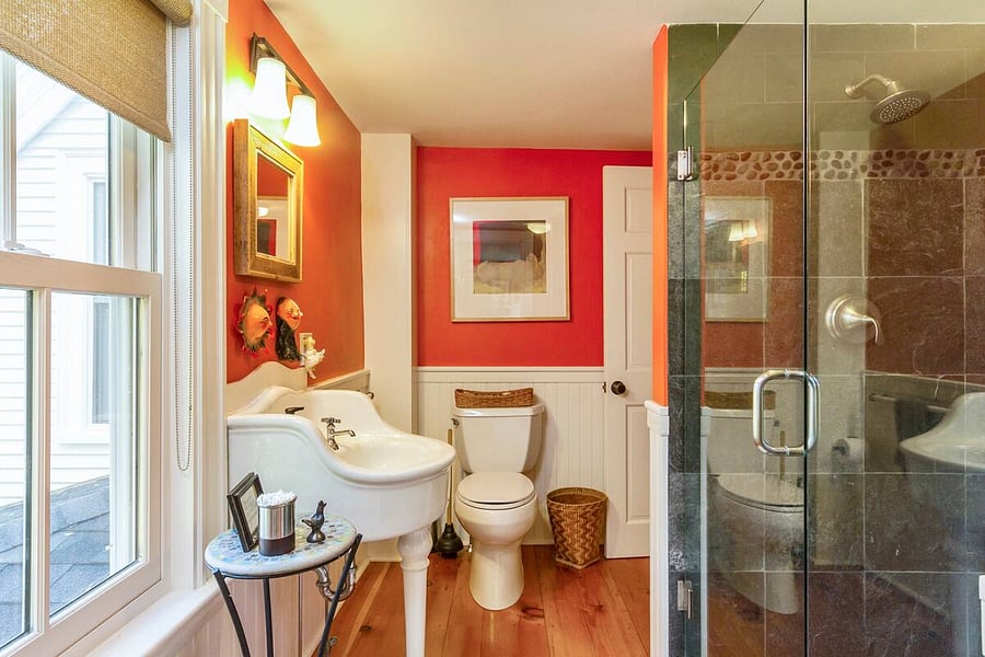 Cozy bathroom with walk in custom designed shower.