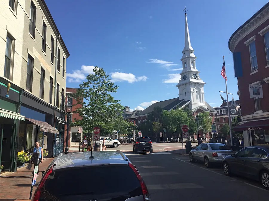 Market Square in downtown Portsmouth. A 10 minute drive