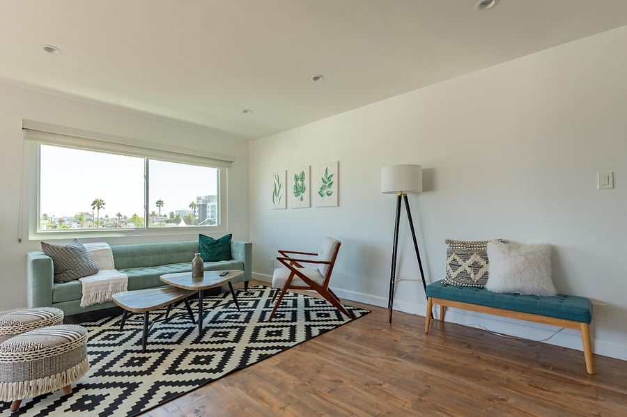 Lovely furnishings with a Mid-Century Modern flair. 