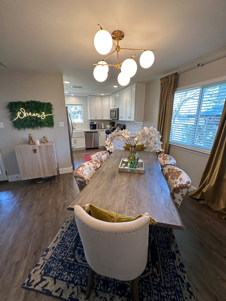 View into kitchen from dining room.