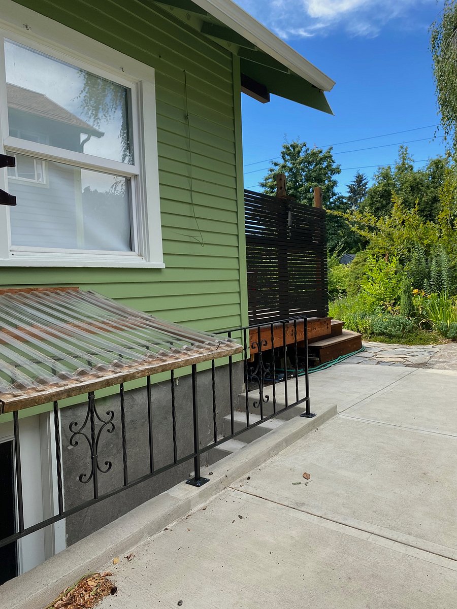 Exterior stairs leading to basement laundry room