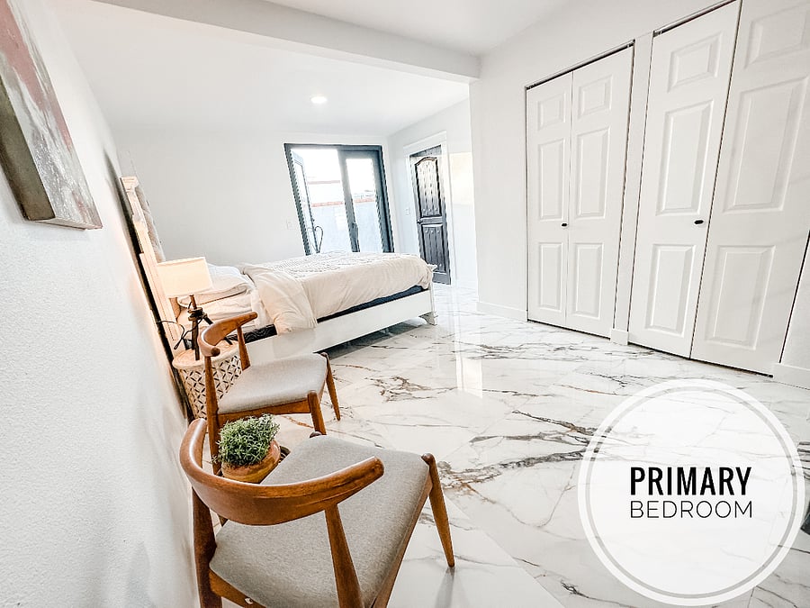 Master Bedroom with KING Bed and 1/2 bath and private enrance for privacy.
