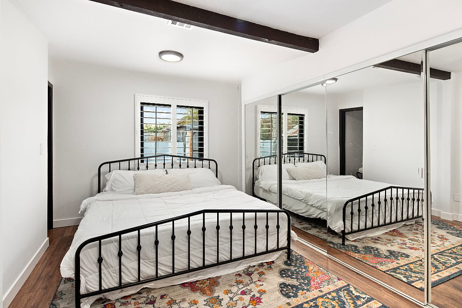This bed is in one of our bedrooms. 
