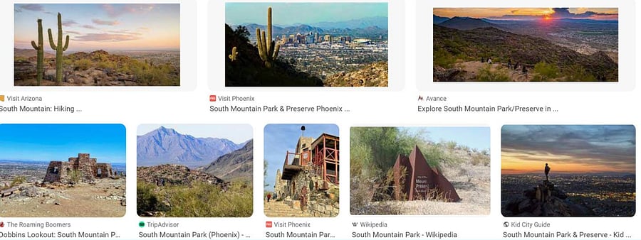 18 minutes South Mountain Preserve (Source Google)
